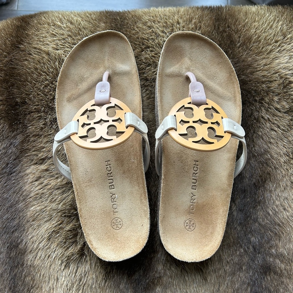Tory Burch Miller Cloud leather/ cork Sandals EUC! 89471